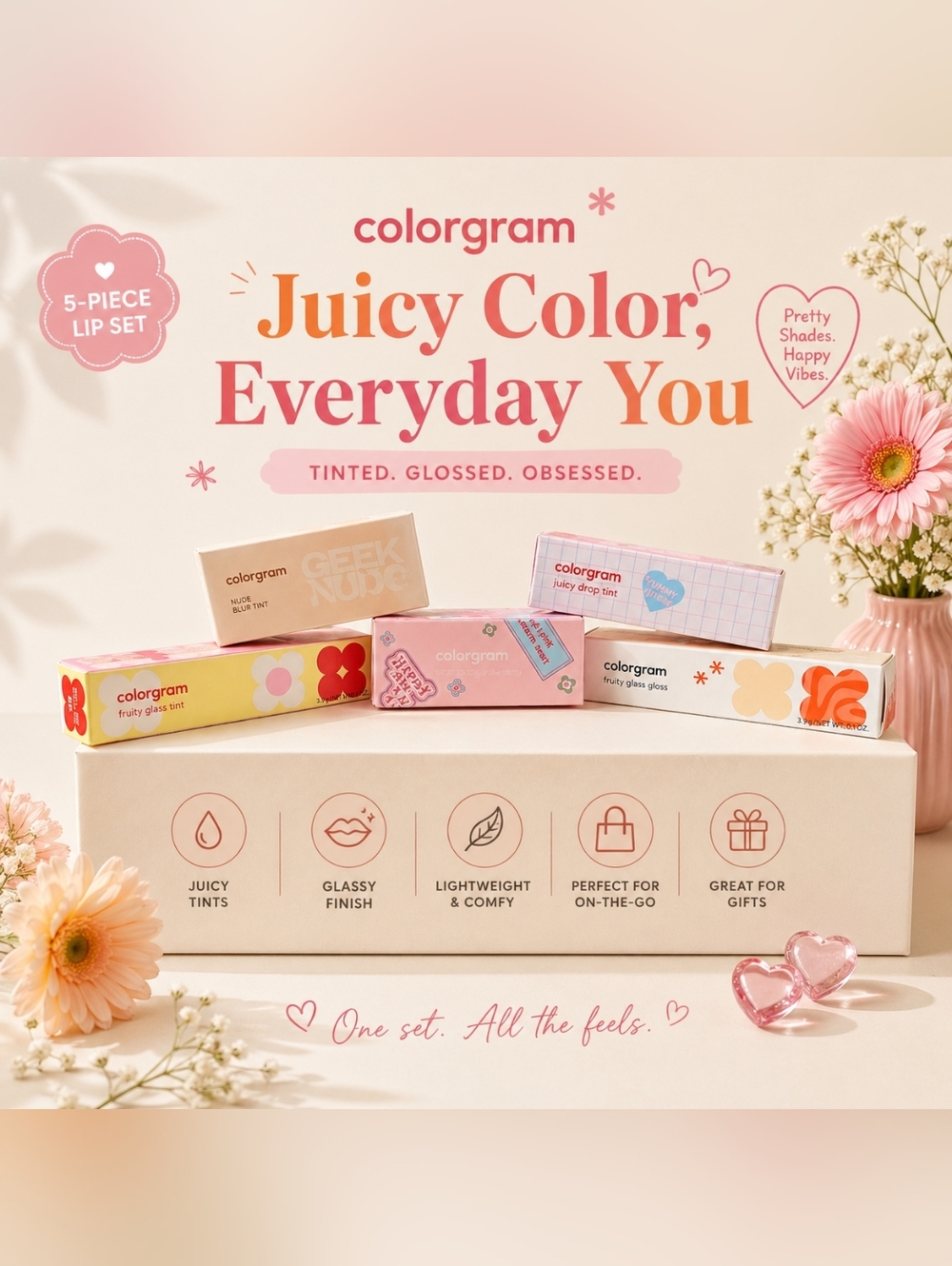 Colorgram K-Beauty Lip Bundle | 5pc NWT | Tints, Gloss & Blur Tint